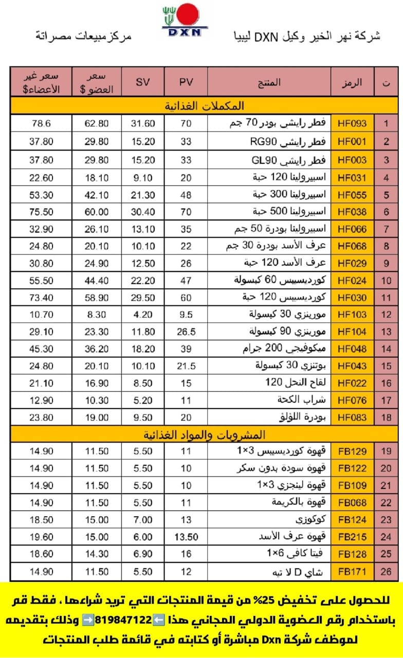 أسعار منتجات DXN في ليبيا مع تخفيضات 28% 2 أسعار منتجات DXN في ليبيا